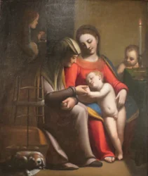 Den hellige familie med de hellige Anna og døperen Johannes