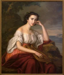 Sappho. Maleri av Soma Orlay Petrich (1822-1880), olje på lerret, ca. 1860. Ungarsk kunst