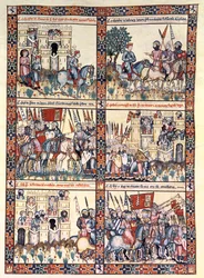 Cantiga 187, en av 420 musikalske komposisjoner som forteller jomfruens mirakler, skrevet på galisisk for Alfonso X 