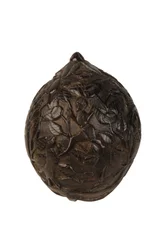 Utskåret kokosnøttpengebørn, spansk kolonial, ca. 1800 (kokosnøtt)