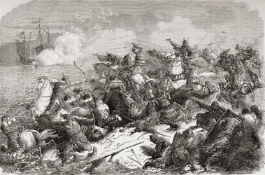 Kinesisk forsøk på invasjon av Japan på 1200-tallet, publisert 1878 (trykt)