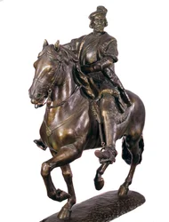 Ridesportrett av Hernan Cortes (eller Cortez) (1485-1547), spansk conquistador. Anonym bronseskulptur fra 1500-tallet. Armee-museet, Madrid