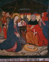 Nativity, panel fra kirken San Andres of Tortura, slutten av 1400-tallet-begynnelsen av 1500-tallet (malt tre)