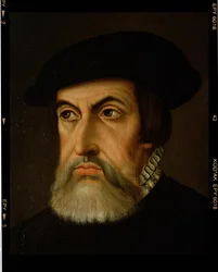 Portrett av Hernan Cortes (1485-1547) (olje på lerret)