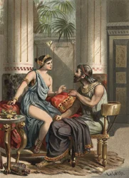 Sophonisbe kone til kong Syphax og dronning av Numibia (235-203 f.Kr.). i "" The Cult of Beauty"" av John Just Huguet, Mills Brothers forlag