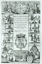 Tittelside til Beskrivelse av Vestindia av Antonio de Herrera y Tordesillas, Madrid-utgaven, 1725