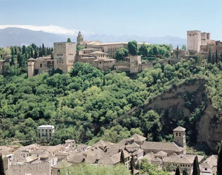 Utsikt over Alhambra-palasset fra nord-øst, 1300-1500-tallet