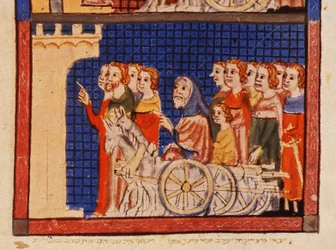 f.14r Utvisningen, Catalonia, fra Sarajevo Haggadah