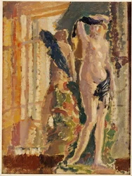 En porselensfigur ved et speil, 1910