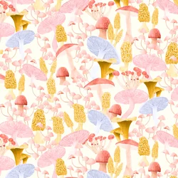 Mushroom medley mønster lys, 2022 (grafitt blyant og digital)