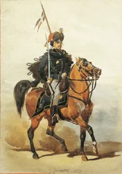 Offiser for Hussars of Piacenza, tegning av Stanislao Grimaldi del Poggetto