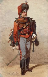 Studie av uniformer Tegning av Stanislao Grimaldi del Poggetto