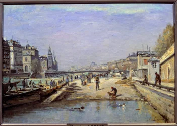 Quai aux Fleurs i Paris Maleri av Stanislas Lepine (1835-1892) Reims fra 1800-tallet, Musee des Beaux Arts