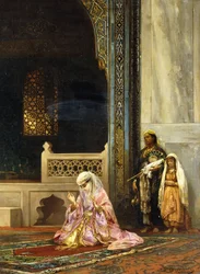 En tyrkisk dame som ber i den grønne moskeen, Bursa, 1878
