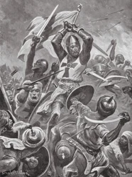 Korsfarere stormer byen Tyrus (lito)