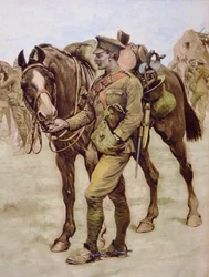 'Sharing Rations' - publisert i 'The War Illustrated', 23. desember 1916 (litho i farger)