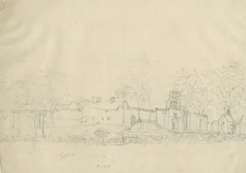 Rushall Castle/Hall: blyanttegning, nd [1762-1802] (tegning)