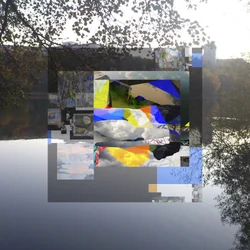 Refleksjon i en innsjø med glitch-effekt