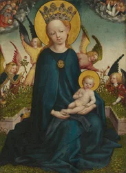 Maria med Jesusbarnet foran gressbenken