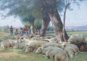 Sauer i ro, ca. 1900 (olje på lerret)