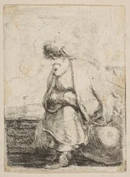 En gammel tyrker som sitter på en stein, ca. 1662.