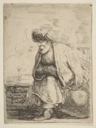 En gammel tyrker som sitter på en stein, ca. 1662.
