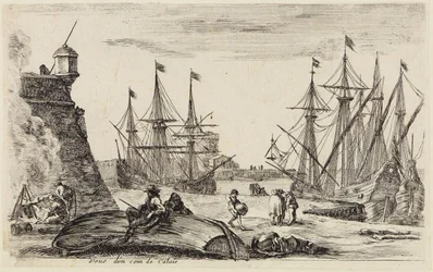 Utsikt over sjøhavner (Vues de ports de mer): Utsikt over et hjørne i havnen i Calais