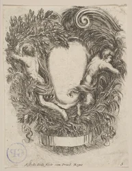Kartusj innrammet av Apollo og Pan, 1647.