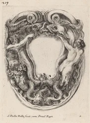Cartouche Støttet av Triton og Siren