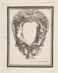 Kartusj med and og nymfer, 1647.