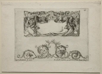 Samling av forskjellige caprices og nye design av kartusjer og ornamenter: nr. 16.