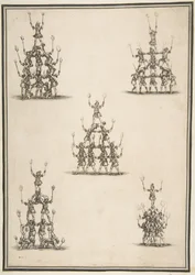 Fem grupper av akrobater, 1652.