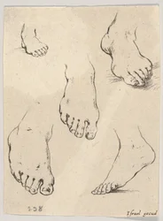 Plate 7: Fem fot, fra Boken for å lære å tegne Livre pour apprendre à dessi..., ca. 1649.