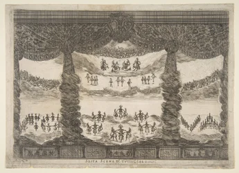 Sjette scene, himlene, fra gudenes ekteskap Le nozze degli Dei, 1637.