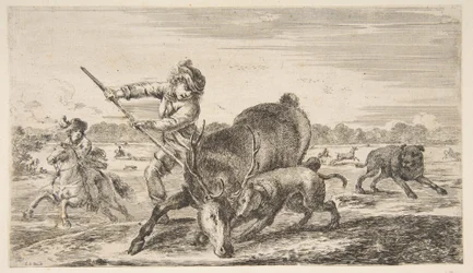 Stag at bay, fra Animal hunts Hunts for ulike dyr, ca. 1654.