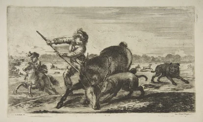 Stag at bay, fra Animal hunts Hunts for ulike dyr, ca. 1654.