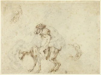 Studie for Satyr Family Walking (recto); Skisser av fem dekorative kar (verso)