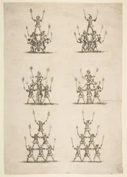 Trettiseks akrobater i seks grupper, 1652.