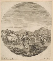 To kvinner som krysser en bekk, ca. 1646.