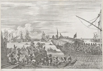 Avgang fra et bysseskip i havnen i Livorno Livorno havn (serietittel) Vues de port de Livourne (serietittel)