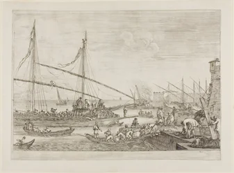 Utsikt over festningsverk, fra utsikt over havnen i Livorno