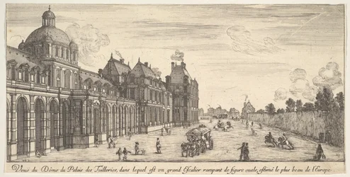 Utsikt over kuppelen til Palace of the Tuilleries, fra Ulike utsikter over bemerkelsesverdige pla..., 1649-51.
