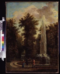 ""Utsikt over en fontene i en park"" Maleri av Stepan Philippovich Galaktionov (1779-1854) M. Kroshitsky kunstmuseum, Sevastopol