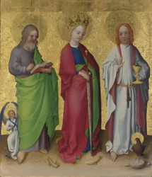De hellige Matteus, Katarina av Alexandria og evangelisten Johannes, ca. 1450