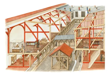 Kannikenes hoff, Windsor Castle, ca. 1500–1535 (blekk og akvarell på papir)
