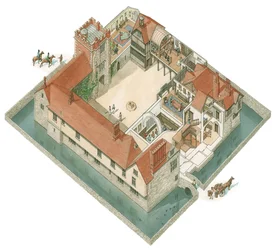 Ightham Mote, Kent, ca. 1800–1830 (blekk og akvarell)