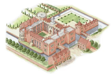 Kimbolton Castle, Cambridgeshire, ca. 1670–1690 (blekk og akvarell)