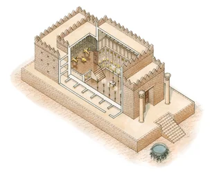 Salomos tempel, Jerusalem, ca. 900–587 (blekk og akvarell)