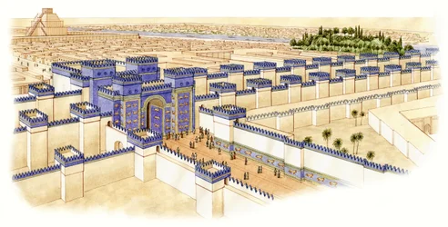Ishtar-porten, Babylon, ca. 560–10 (blekk og akvarell)