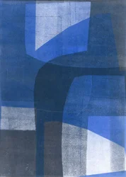 Blå buer VI, 2015 (monotrykk på papir)